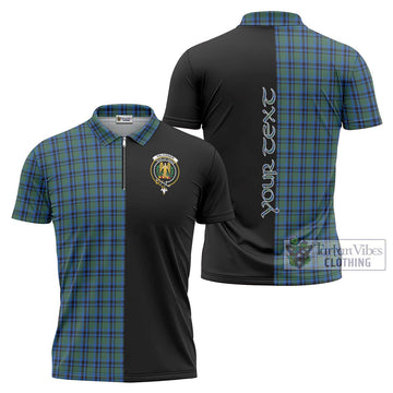 Falconer Tartan Zipper Polo Shirt with Family Crest and Half Of Me Style Unisex - Tartan Vibes Clothing