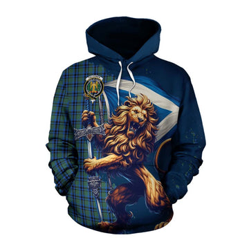 Falconer Tartan Family Crest Cotton Hoodie with Scottish Majestic Lion Pullover Hoodie XS - Tartan Vibes Clothing