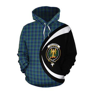 Falconer Tartan Cotton Hoodie with Family Crest Circle Style Pullover Hoodie XS - Tartan Vibes Clothing