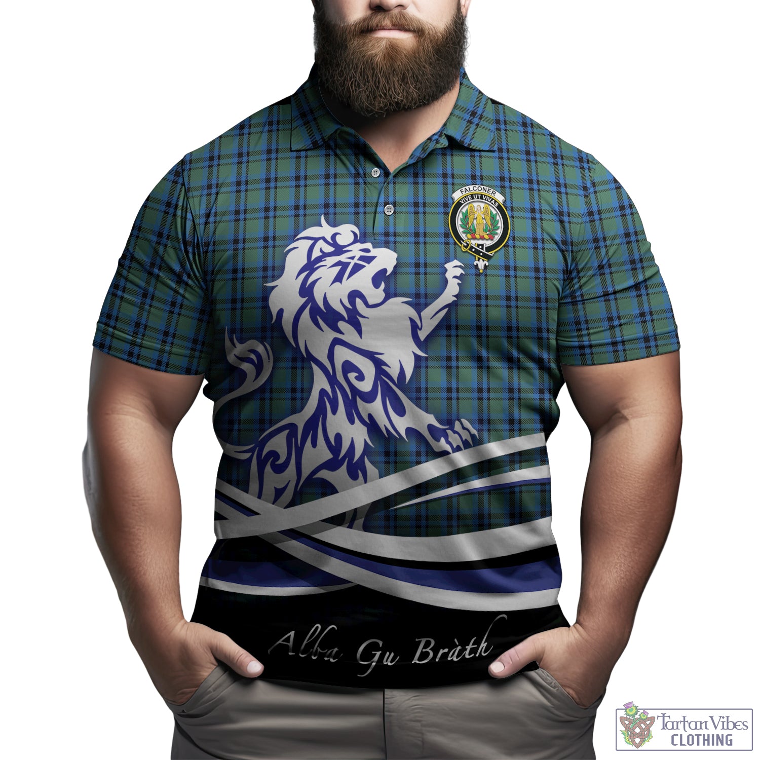 Falconer Tartan Polo Shirt with Alba Gu Brath Regal Lion Emblem Kid - Tartan Vibes Clothing