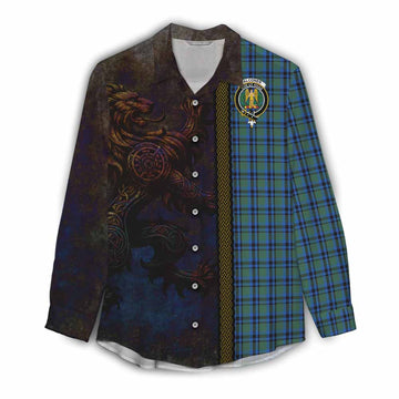 Falconer Tartan Family Crest Women's Casual Shirt Alba Gu Brath Be Brave Lion Ancient Style Female - Tartan Vibes Clothing