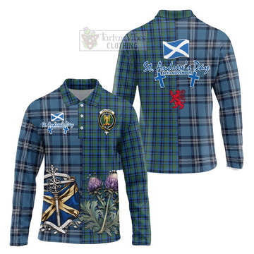 Falconer Tartan Long Sleeve Polo Shirt Happy St. Andrew's Day Half Tartan Style Unisex - Tartan Vibes Clothing