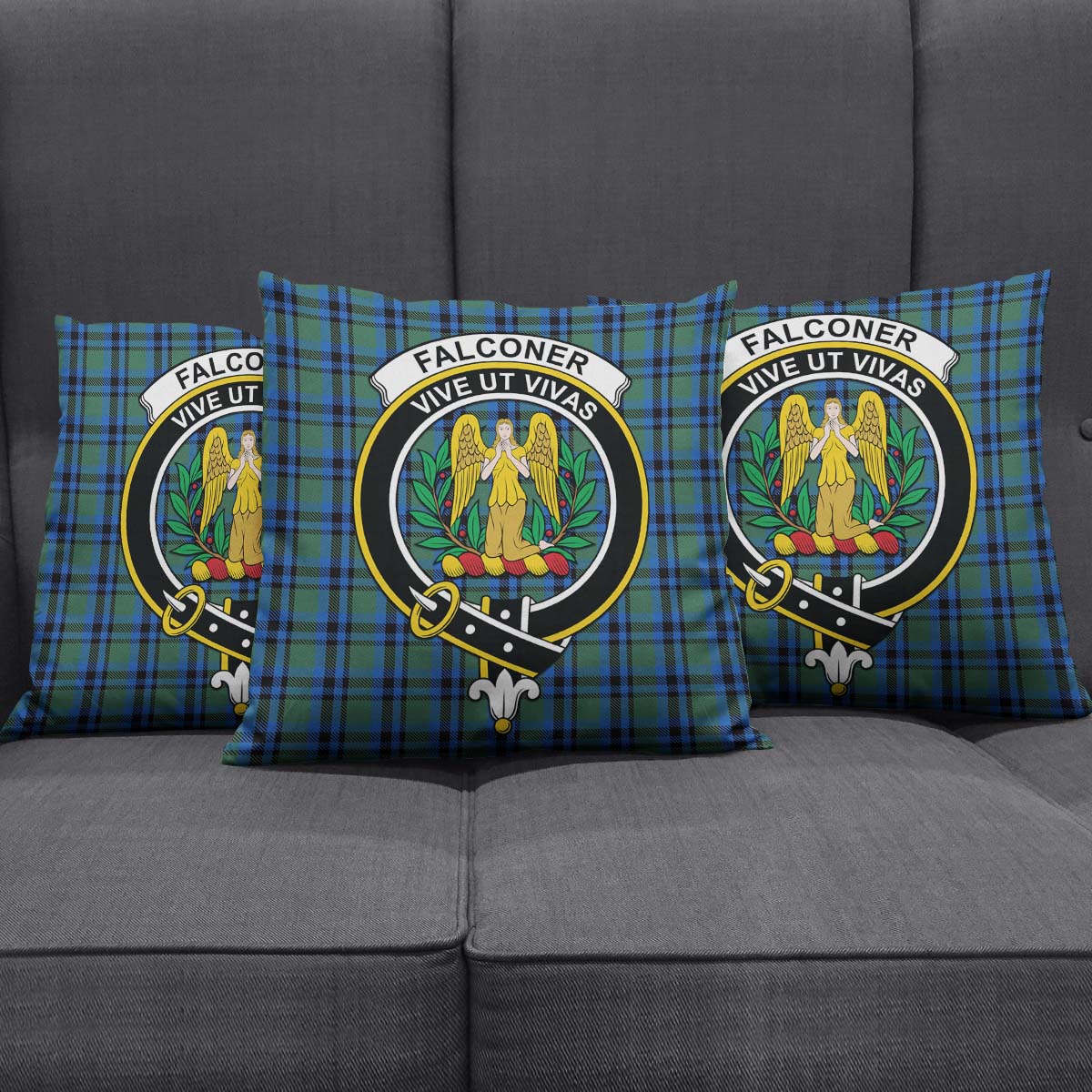 Falconer Tartan Pillow Cover with Family Crest Rectangle Pillow Cover 51*91cm - Tartan Vibes Clothing