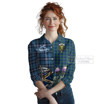 Falconer Tartan Women's Casual Shirt Happy St. Andrew's Day Half Tartan Style Female - Tartan Vibes Clothing