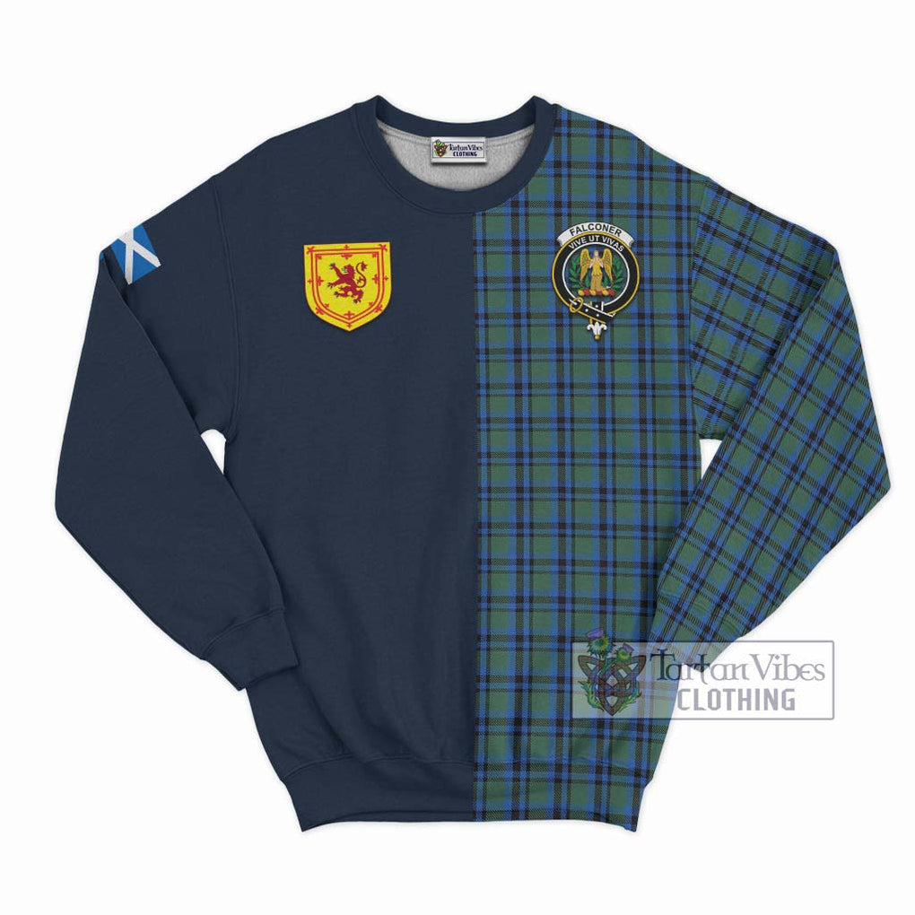 Falconer Tartan Sweatshirt Alba with Scottish Lion Royal Arm Half Style Unisex - Tartan Vibes Clothing