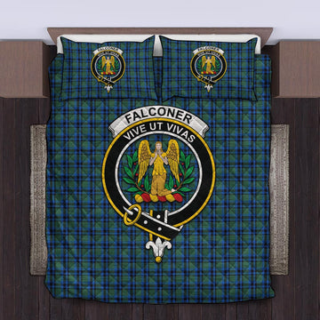 Falconer Tartan Quilt Bed Set with Family Crest King - Tartan Vibes Clothing