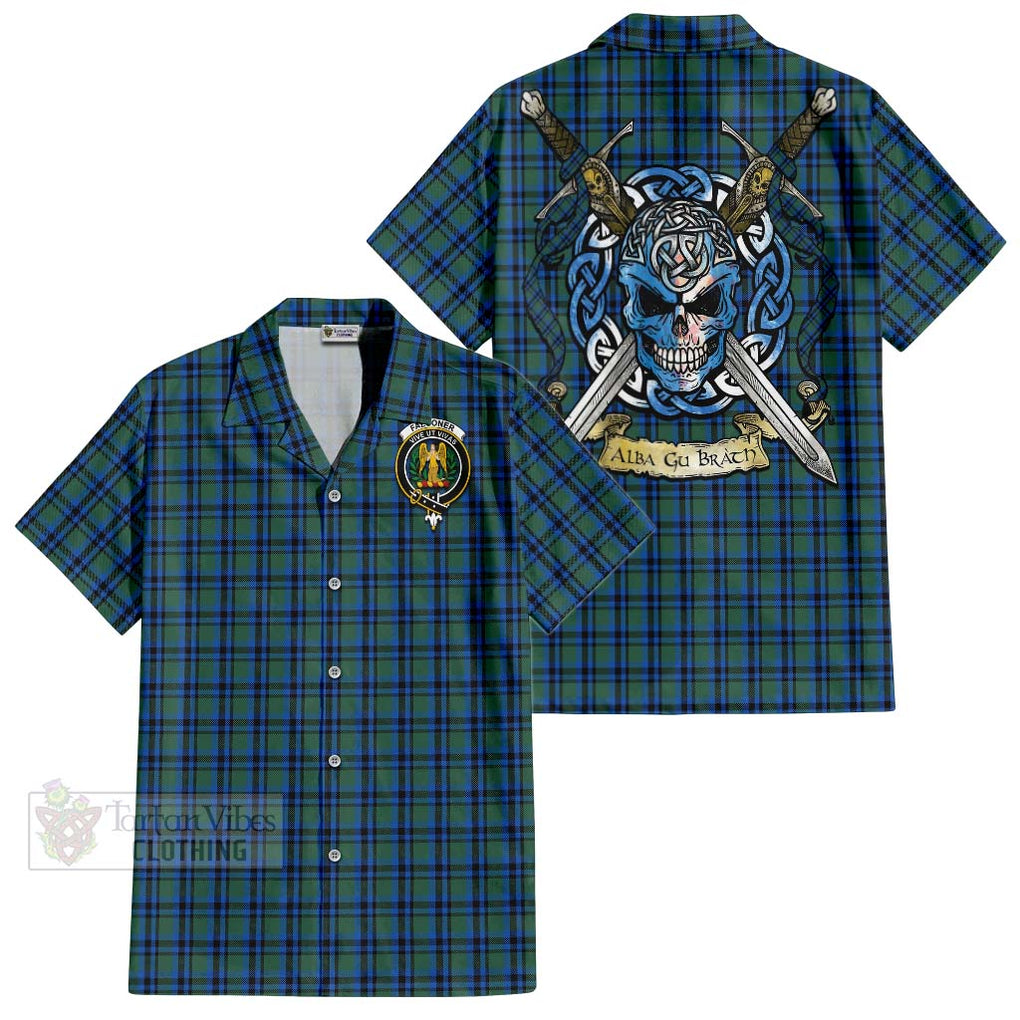 Falconer Tartan Hawaiian Shirt with Family Crest Celtic Skull Style Kid - Tartan Vibes Clothing