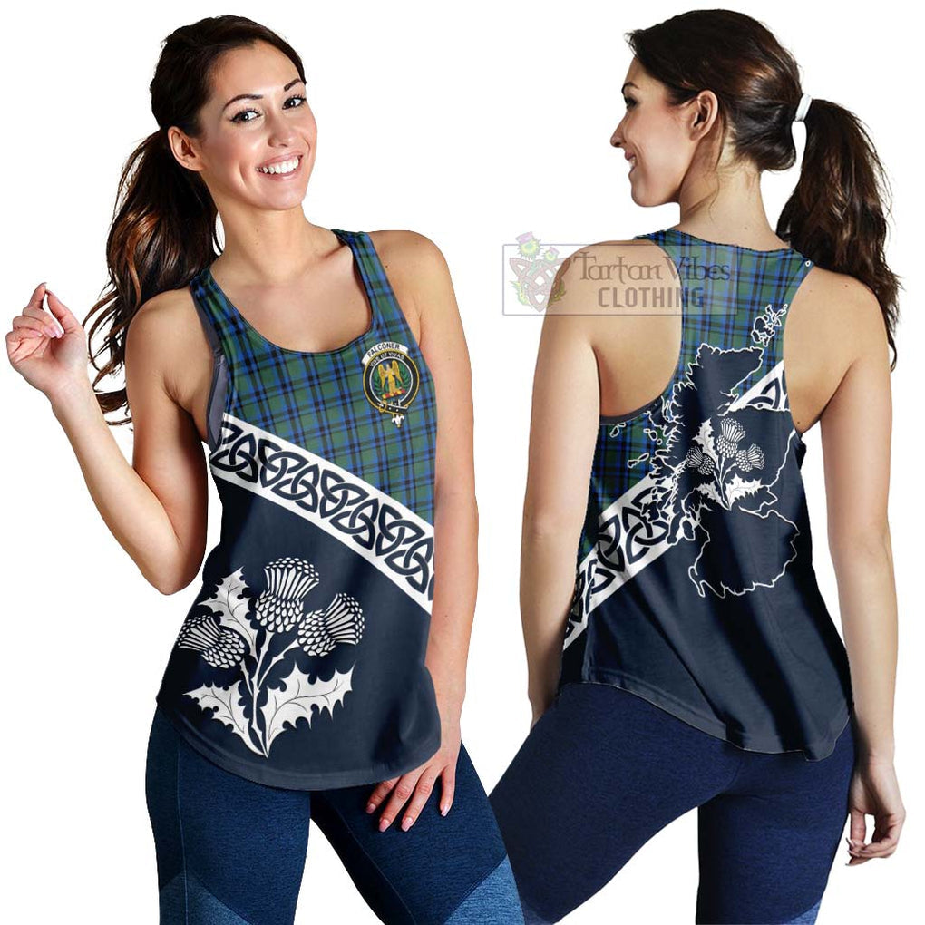 Falconer Tartan Women's Racerback Tanks Featuring Thistle and Scotland Map 4XL - Tartan Vibes Clothing