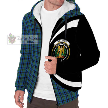 Falconer Tartan Sherpa Hoodie with Family Crest Circle Style Unisex S - Tartan Vibes Clothing