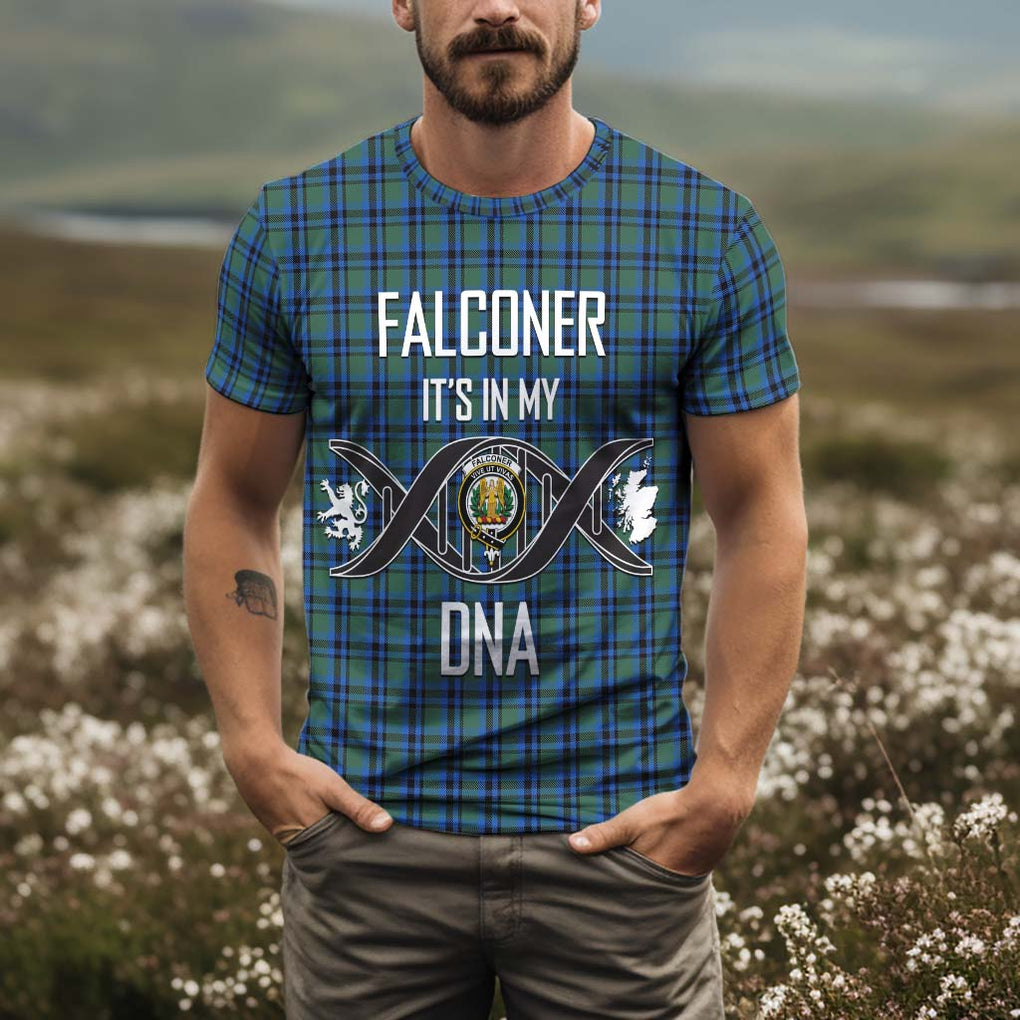Falconer Tartan T-Shirt with Family Crest DNA In Me Style Kid's Shirt - Tartan Vibes Clothing