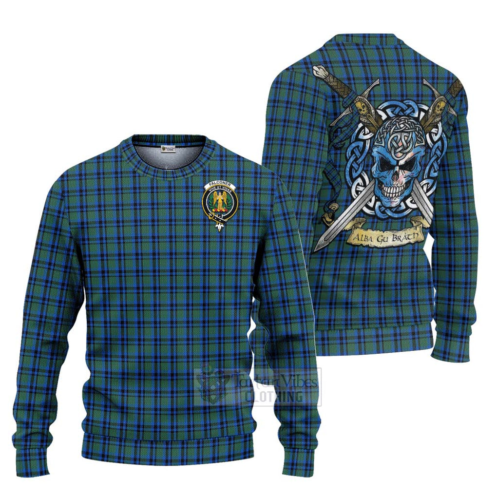 Falconer Tartan Ugly Sweater with Family Crest Celtic Skull Style Unisex - Tartan Vibes Clothing