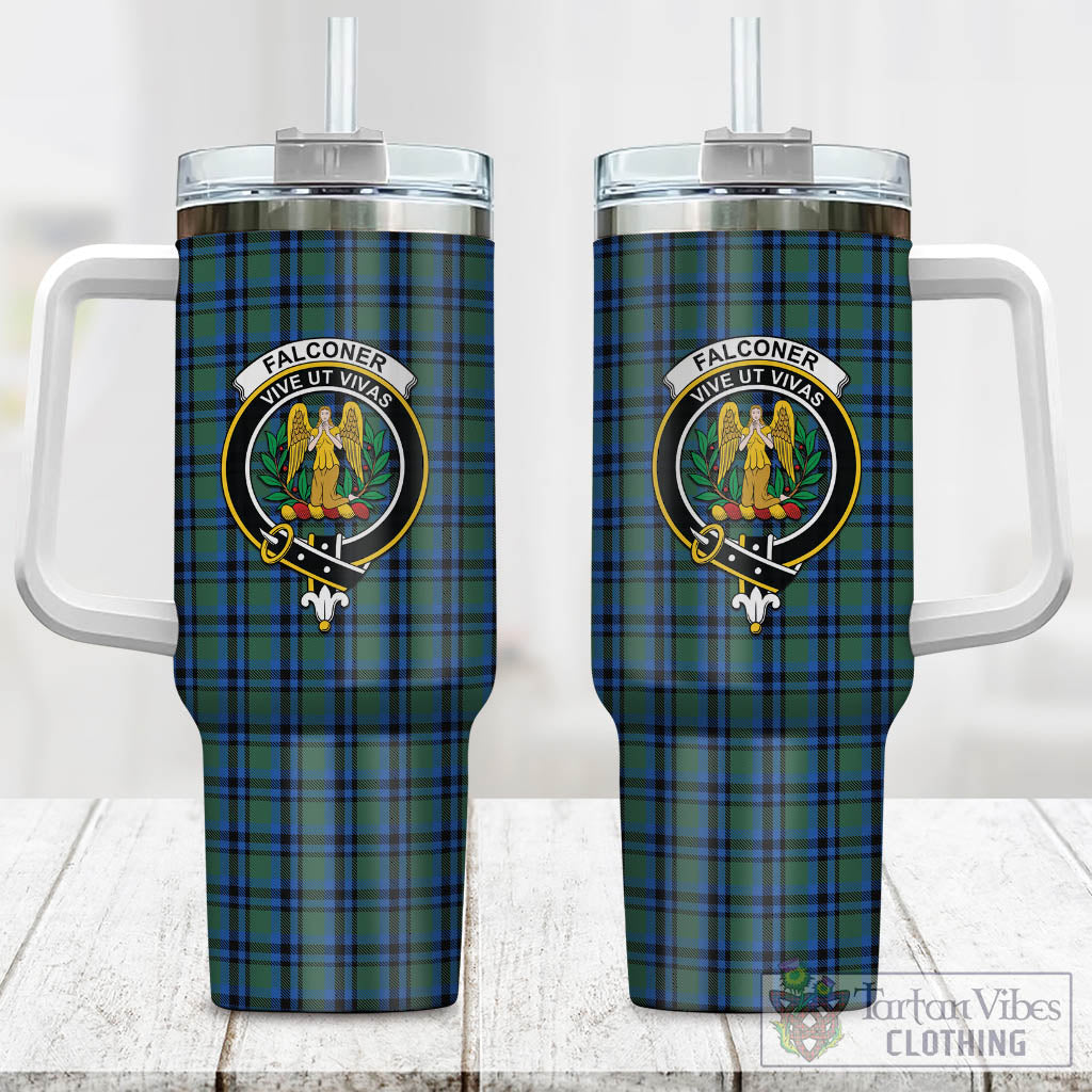 Falconer Tartan Tumbler with Handle with Family Crest One Size 40 OZ - Tartan Vibes Clothing