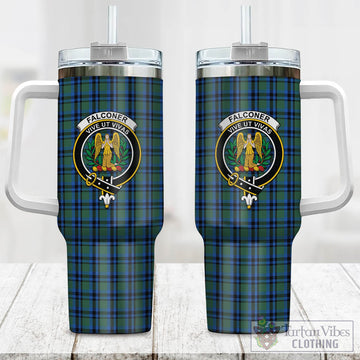 Falconer Tartan Tumbler with Handle with Family Crest One Size 40 OZ - Tartan Vibes Clothing