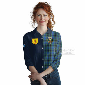 Falconer Tartan Women's Casual Shirt Alba with Scottish Lion Royal Arm Half Style Female - Tartan Vibes Clothing