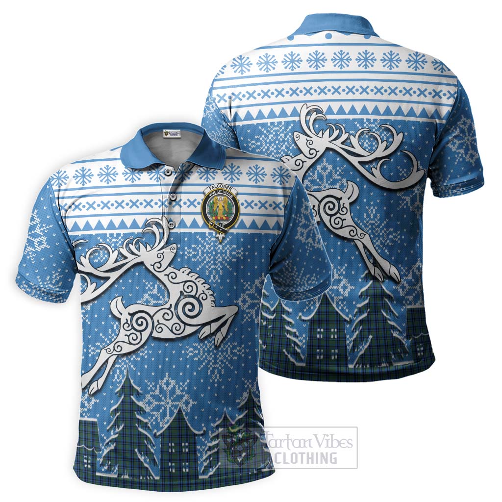 Falconer Clan Christmas Polo Shirt Celtic Reindeer Style Kid - Tartan Vibes Clothing