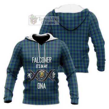 Falconer Tartan Knitted Hoodie with Family Crest DNA In Me Style Unisex Knitted Pullover Hoodie - Tartan Vibes Clothing