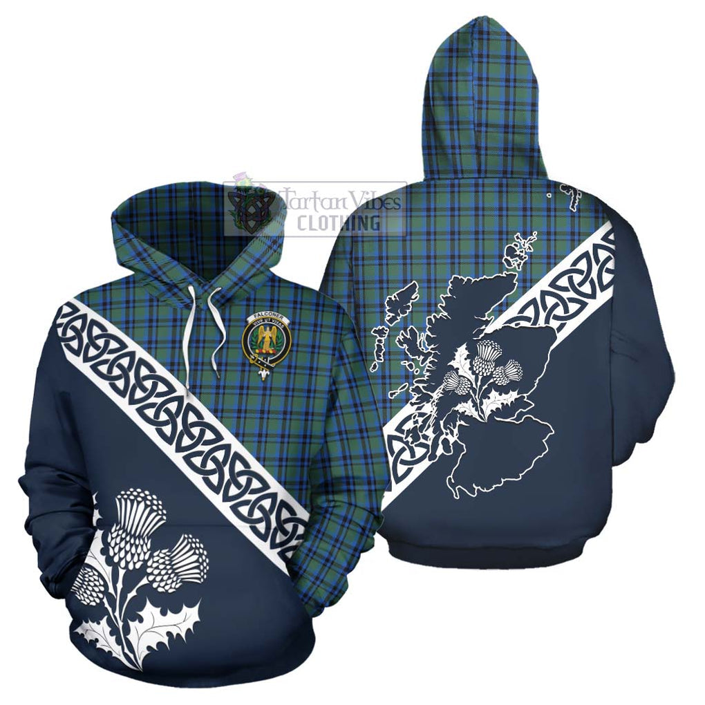 Falconer Tartan Hoodie Featuring Thistle and Scotland Map Zip Hoodie - Tartan Vibes Clothing