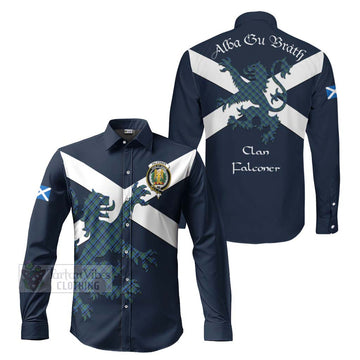 Falconer Tartan Lion Rampant Long Sleeve Button Shirt Proudly Display Your Heritage with Alba Gu Brath and Clan Name Men's Shirt S - Tartan Vibes Clothing