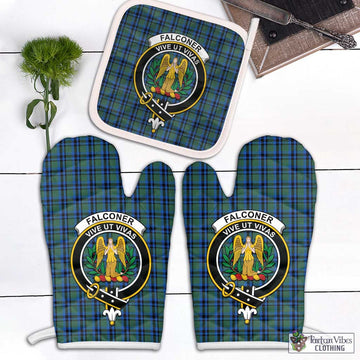 Falconer Tartan Combo Oven Mitt & Pot-Holder with Family Crest Combo 2 Oven Mitt & 1 Pot-Holder Black - Tartan Vibes Clothing