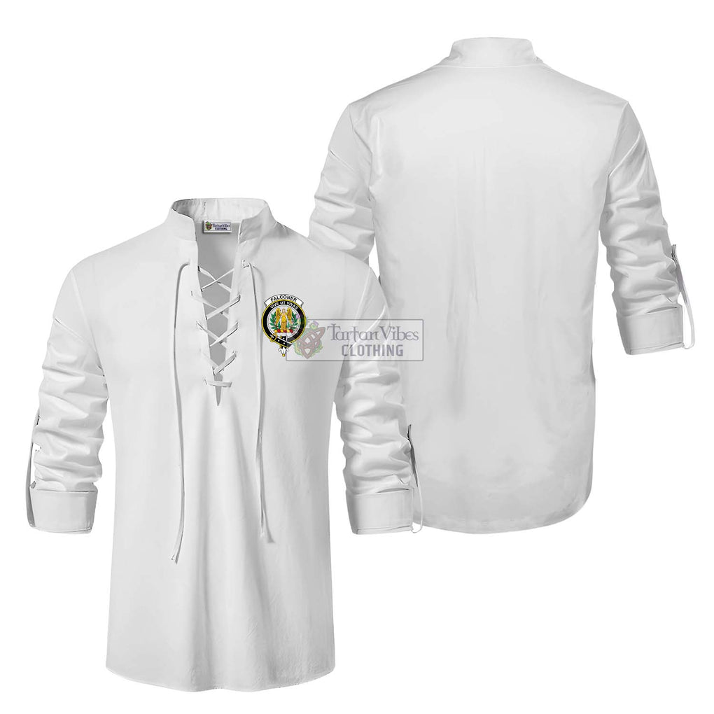 Falconer Clan Crest Ghillie Kilt Shirt Men White - 2D-tartanvibesclothing