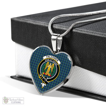 Falconer Tartan Heart Necklace with Family Crest Luxury Necklace (Silver) No - Tartan Vibes Clothing