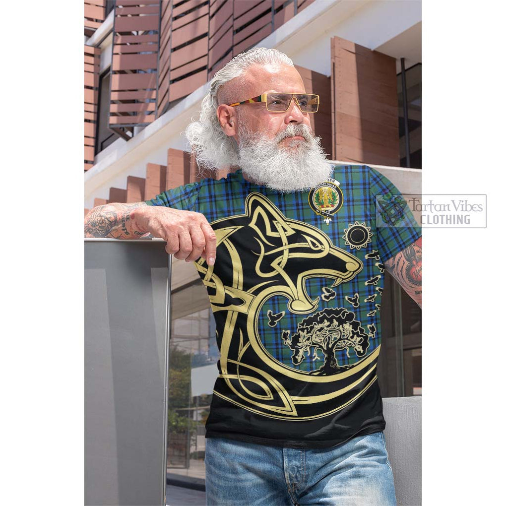 Falconer Tartan Cotton T-shirt with Family Crest Celtic Wolf Style Men's Shirt - Tartan Vibes Clothing