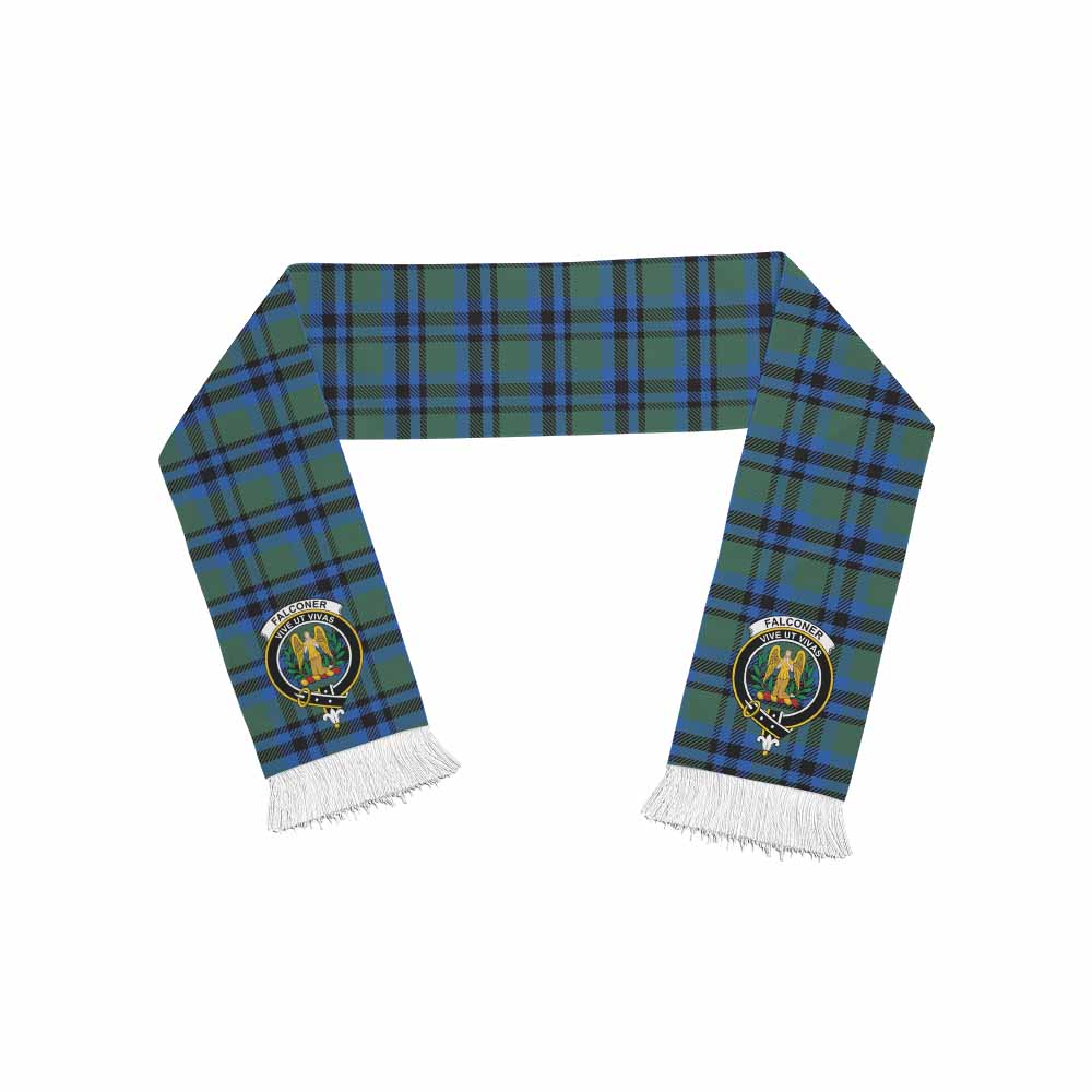 Falconer Tartan Ruffneck Scarf with Family Crest One Size 67.7*6.7 inches - Tartan Vibes Clothing