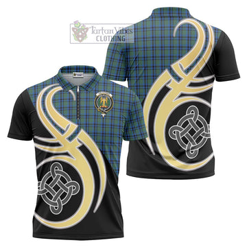 Falconer Tartan Zipper Polo Shirt with Family Crest and Celtic Symbol Style Unisex - Tartan Vibes Clothing