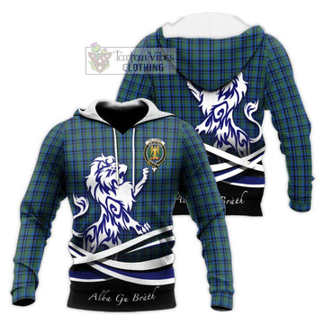 Falconer Tartan Knitted Hoodie with Alba Gu Brath Regal Lion Emblem Unisex Knitted Pullover Hoodie - Tartan Vibes Clothing