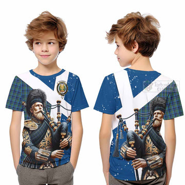 Falconer Tartan Kid T-Shirt with Family Crest Scottish Bagpiper Vibes Youth XL Size14 - Tartan Vibes Clothing