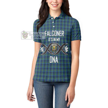 Falconer Tartan Women's Polo Shirt with Family Crest DNA In Me Style Women - Tartan Vibes Clothing