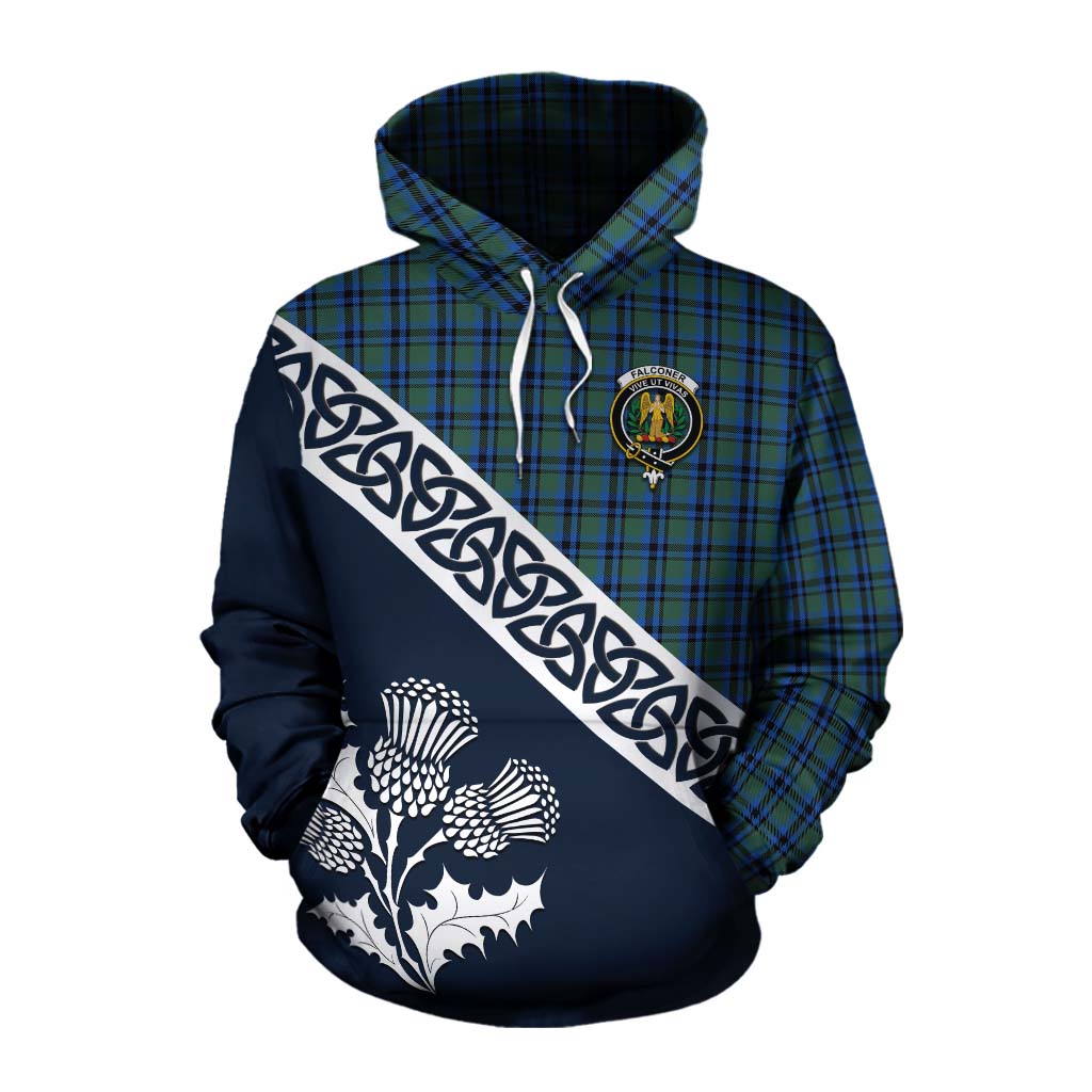 Falconer Tartan Cotton Hoodie Featuring Thistle and Scotland Map Pullover Hoodie XS - Tartan Vibes Clothing
