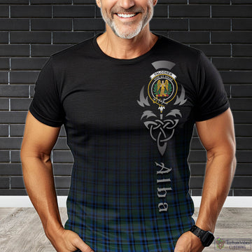 Falconer Tartan T-Shirt Featuring Alba Gu Brath Family Crest Celtic Inspired