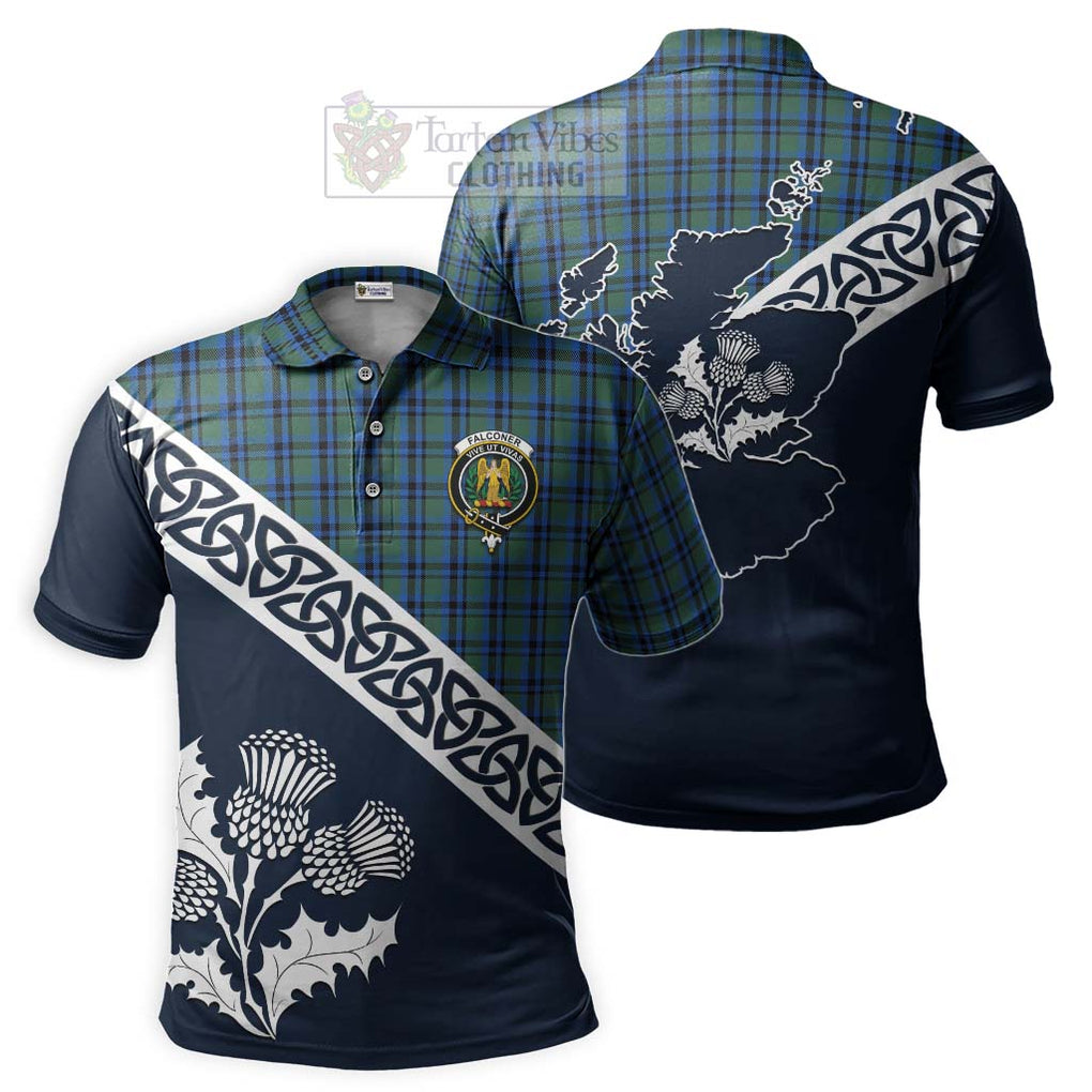 Falconer Tartan Polo Shirt Featuring Thistle and Scotland Map Kid - Tartanvibesclothing Store
