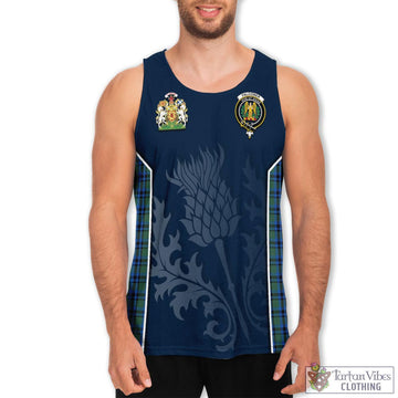 Falconer Tartan Men's Tanks Top with Family Crest and Scottish Thistle Vibes Sport Style