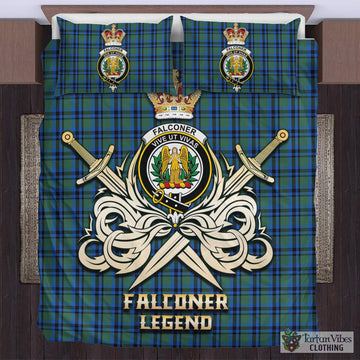 Falconer Tartan Bedding Set with Clan Crest and the Golden Sword of Courageous Legacy