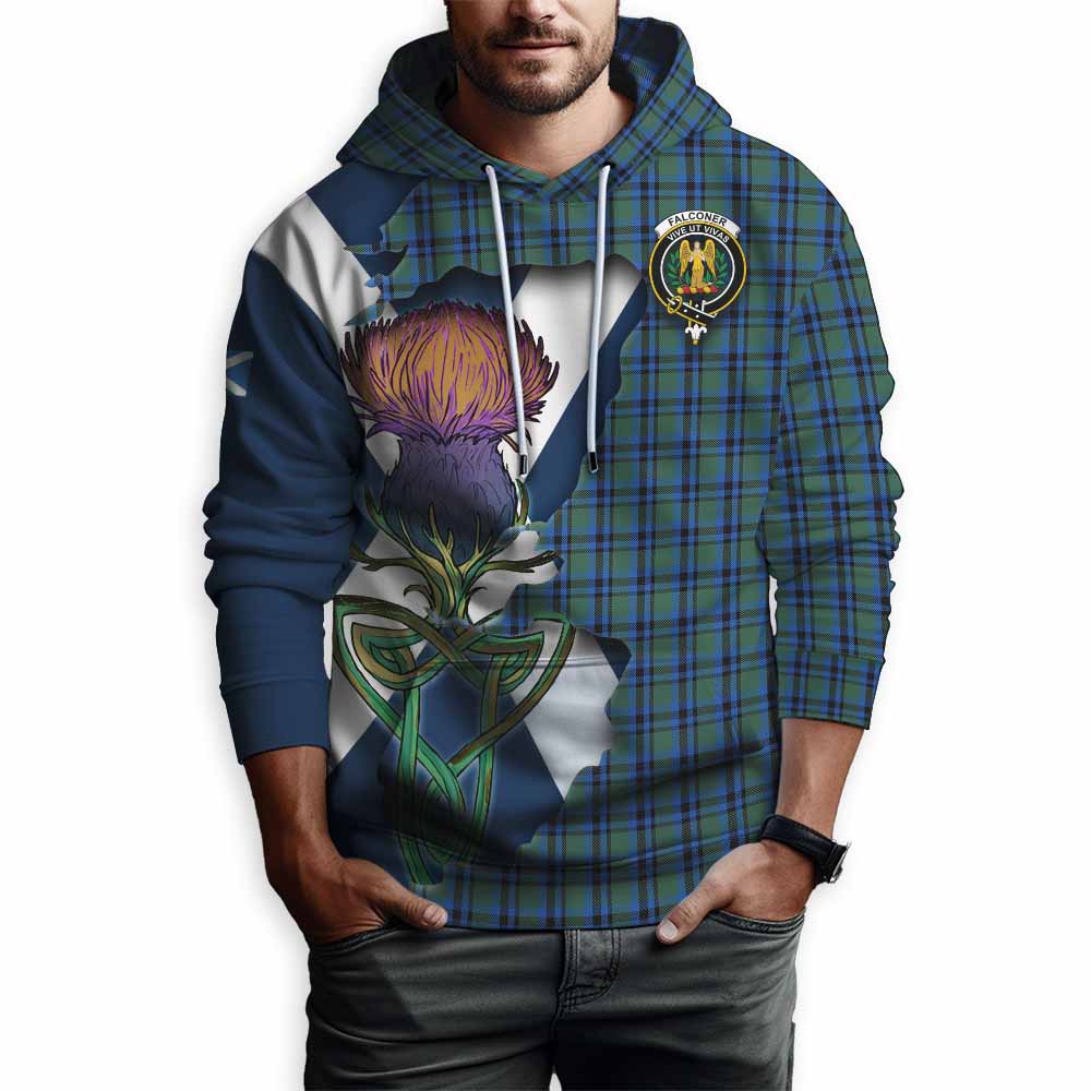Tartan Vibes Clothing Falconer Tartan Family Crest Hoodie Scottish Thistle Celtic Inspired