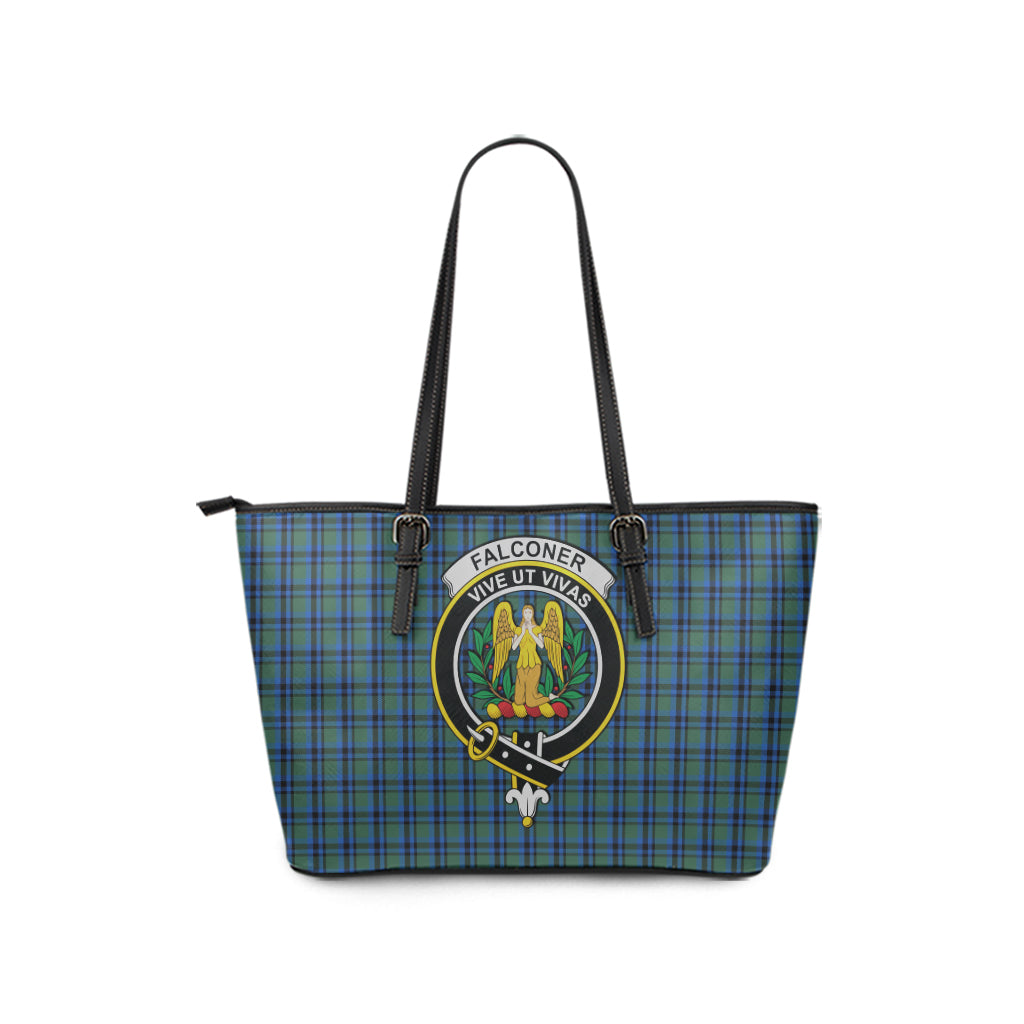 Falconer Tartan Leather Tote Bag with Family Crest - Tartan Vibes Clothing