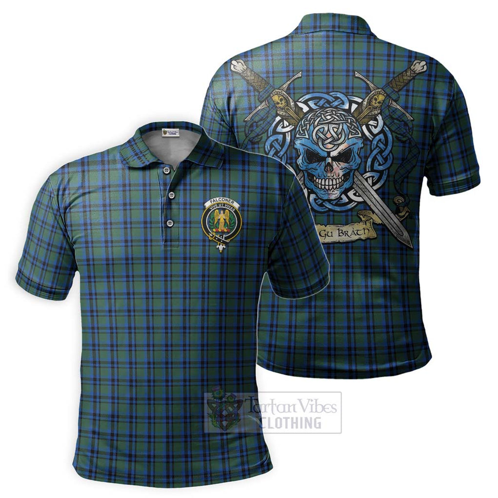 Falconer Tartan Polo Shirt with Family Crest Celtic Skull Style Kid - Tartan Vibes Clothing