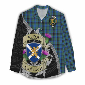 Falconer Tartan Family Crest Women's Casual Shirt Lion Rampant Royal Thistle Shield Celtic Inspired Female - Tartan Vibes Clothing