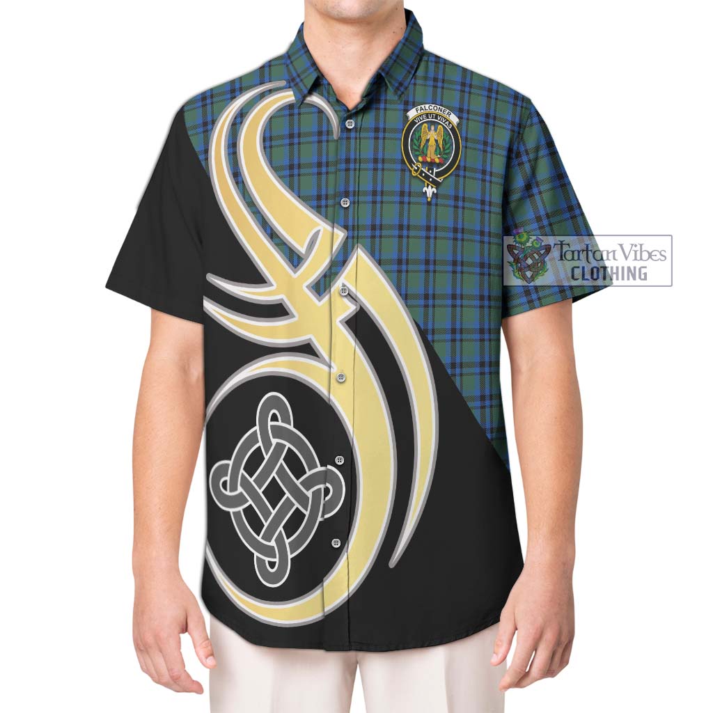 Falconer Tartan Hawaiian Shirt with Family Crest and Celtic Symbol Style Kid - Tartan Vibes Clothing
