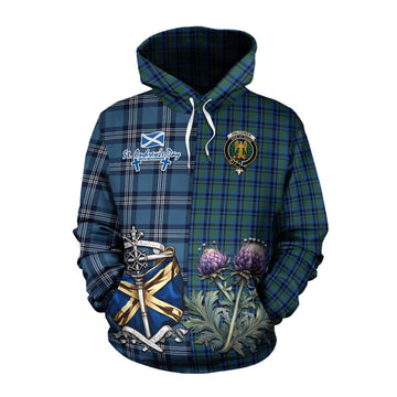 Falconer Tartan Cotton Hoodie Happy St. Andrew's Day Half Tartan Style Pullover Hoodie XS - Tartan Vibes Clothing
