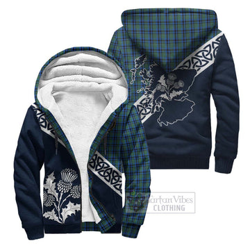 Falconer Tartan Sherpa Hoodie Featuring Thistle and Scotland Map Unisex - Tartan Vibes Clothing