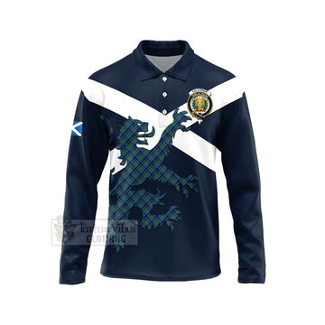 Falconer Tartan Lion Rampant Long Sleeve Polo Shirt Proudly Display Your Heritage with Alba Gu Brath and Clan Name Unisex - Tartan Vibes Clothing