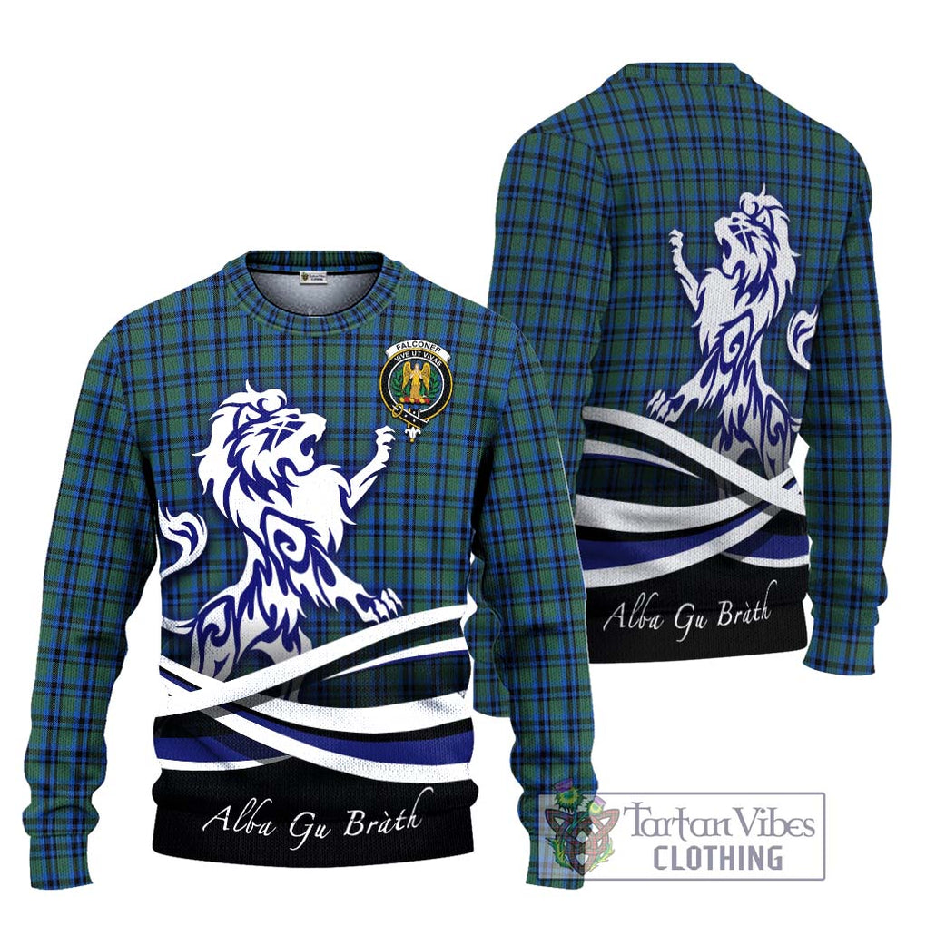 Falconer Tartan Ugly Sweater with Alba Gu Brath Regal Lion Emblem Unisex - Tartan Vibes Clothing