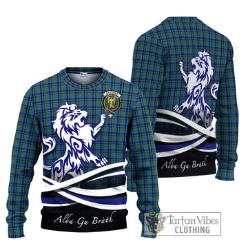 Falconer Tartan Ugly Sweater with Alba Gu Brath Regal Lion Emblem Unisex - Tartan Vibes Clothing