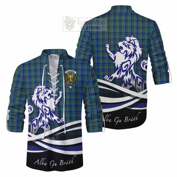 Falconer Tartan Ghillie Kilt Shirt with Alba Gu Brath Regal Lion Emblem Men - Tartan Vibes Clothing
