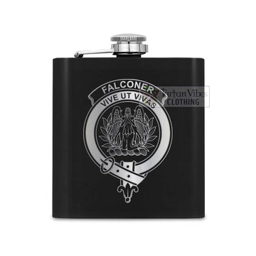 Falconer Crest Hip Flask Set 7oz Black Stainless Steel with A Gift Box One Size 7oz - 2D-tartanvibesclothing