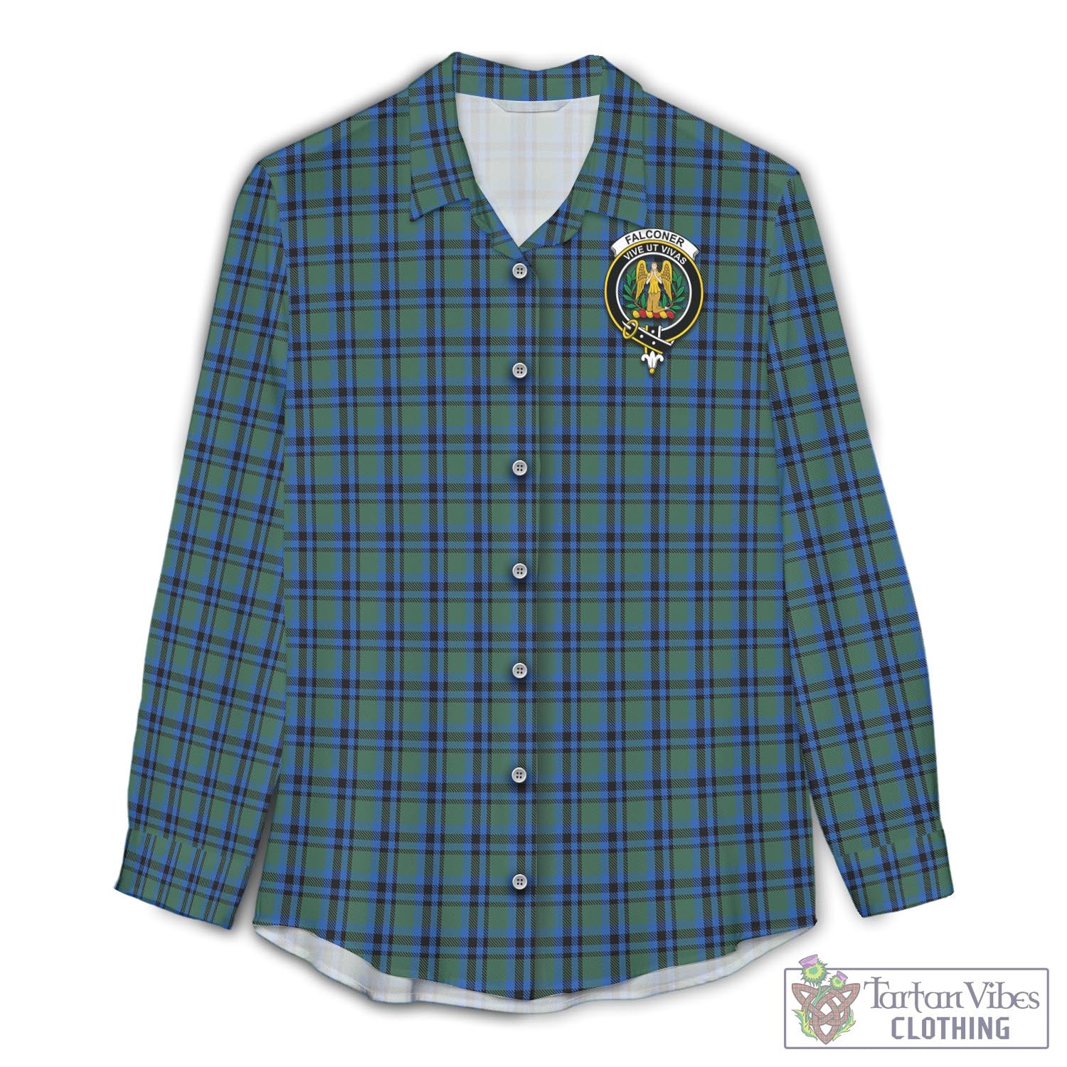 Falconer Tartan Women's Casual Shirt with Family Crest Female - Tartan Vibes Clothing