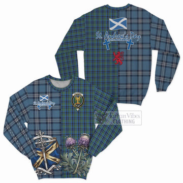 Falconer Tartan Sweatshirt Happy St. Andrew's Day Half Tartan Style Unisex - Tartan Vibes Clothing